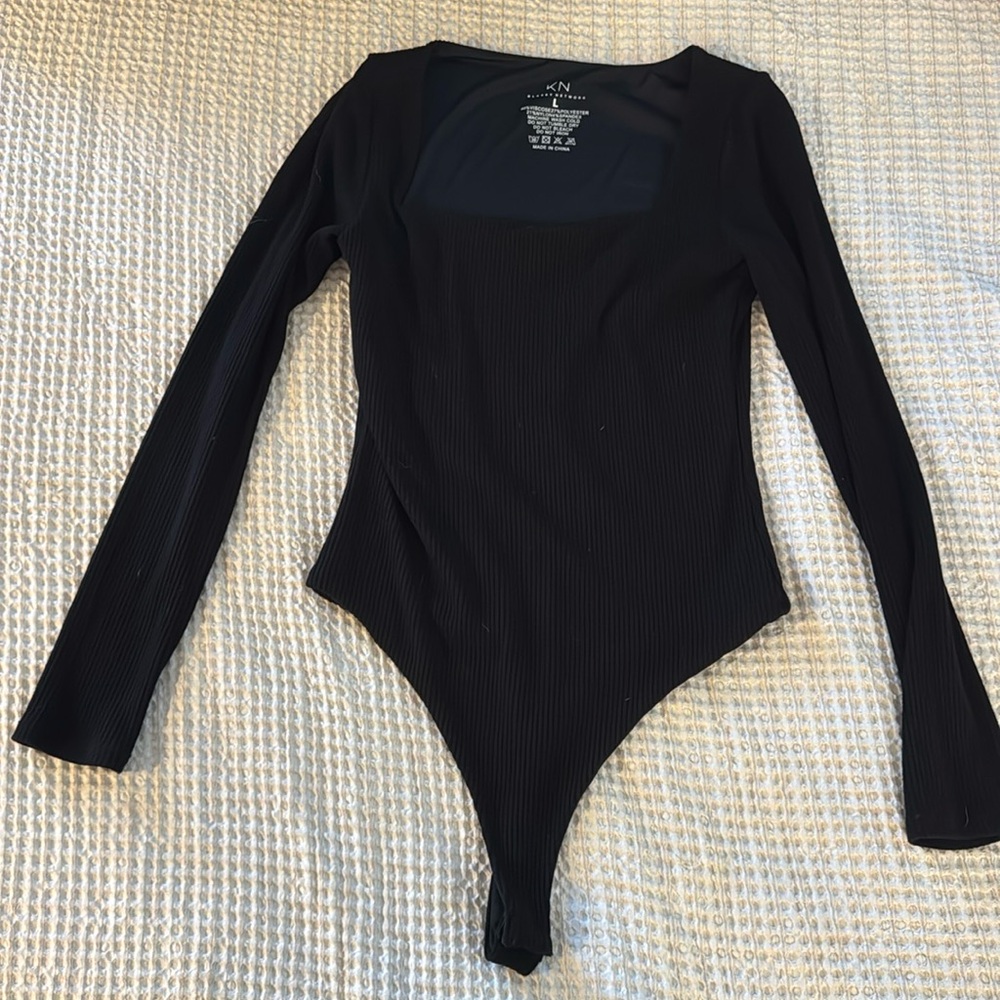Klassy Network Square Neck Long Sleeve Bodysuitt